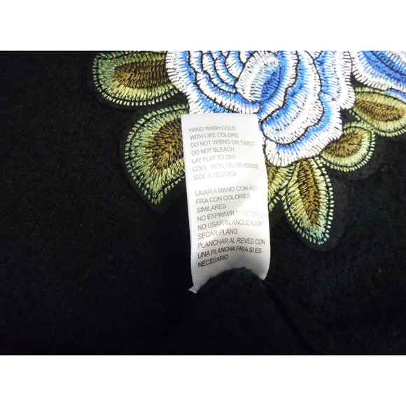 Democracy Artisan Crafted Size Small Black Embroidered Sweater with Bell Sleeve - Picture 4 of 7